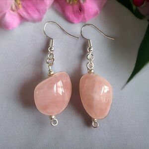 Large Rose Quartz earrings